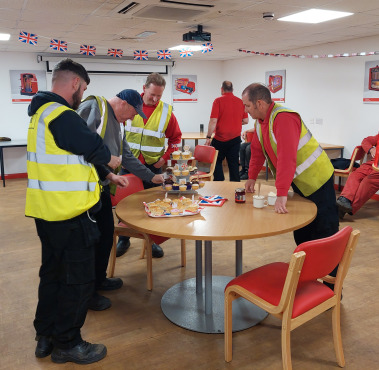 Hoval UK staff enjoying cakes for the Platinum Jubilee