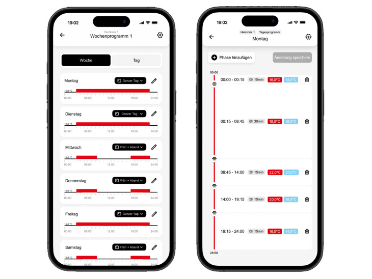 HovalConnect app - showcasing: HovalConnect screens combination