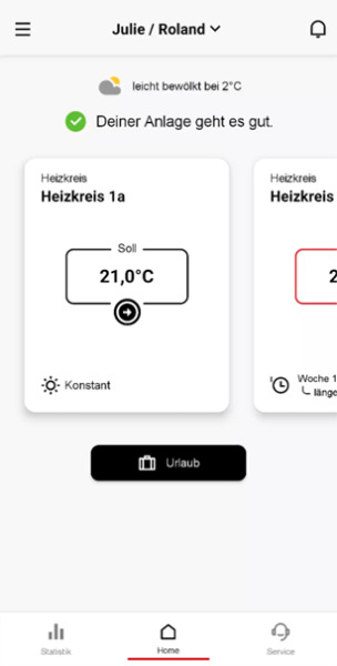 HovalConnect screen 2: Select the desired operating mode